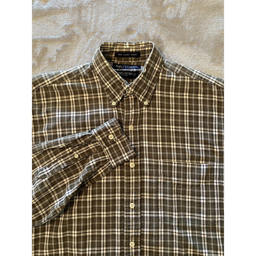 Vintage‎ Britches Great Outdoors Shirt Sz M Green Plaid Button Down 90s Classic
